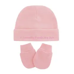 Conjunto bebé: gorro turbante y manoplas de algodón suave