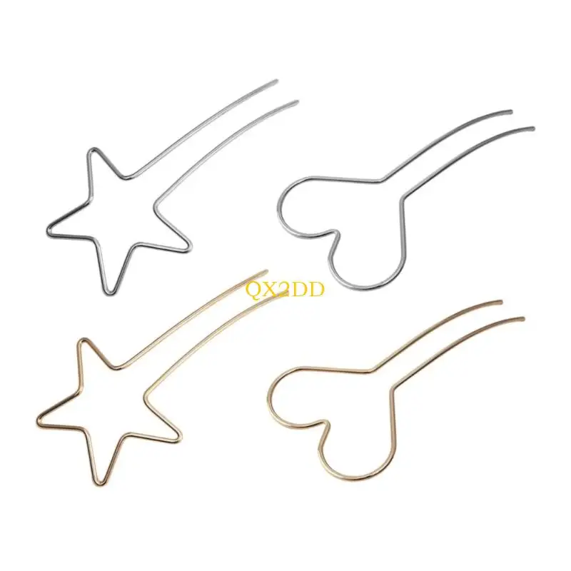 QX2D horquillas de pelo para recogidos corazón y estrella - imagen 4