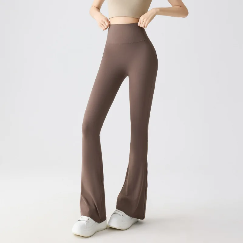 Pantalones de yoga microelásticos de cintura alta acampanados - imagen 2