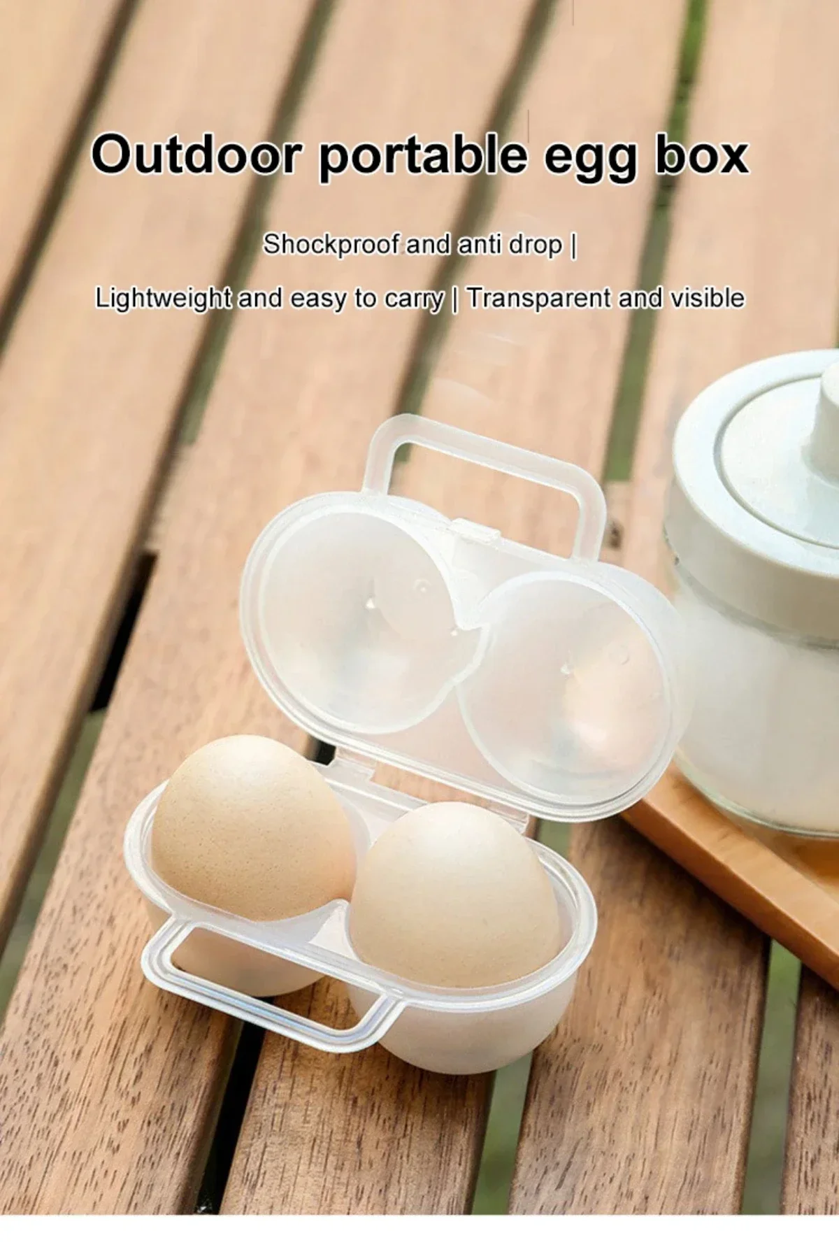 Caja de huevos portátil de plástico con compartimentos
