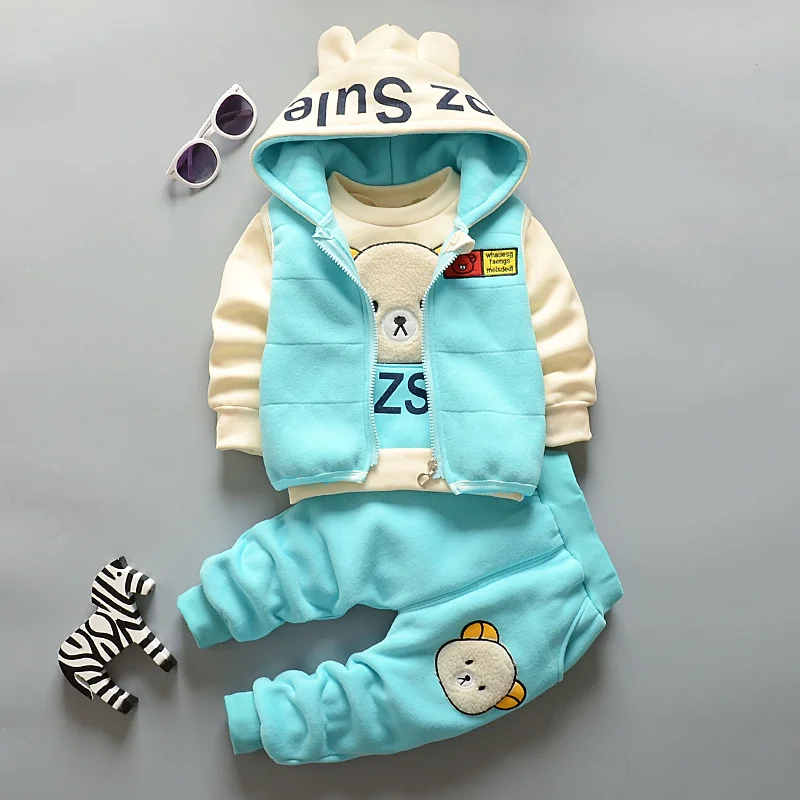 Conjunto de lana gruesa infantil con capucha para invierno - imagen 3