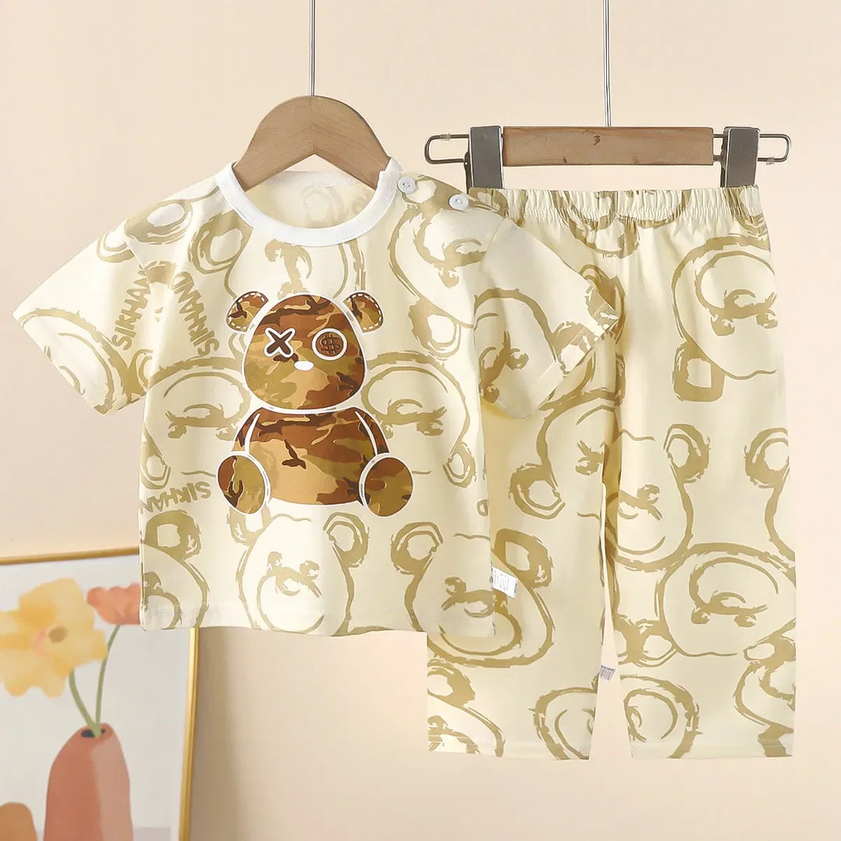 Conjunto playero de algodón para niño – Ropa de casa manga curta verano - imagen 3