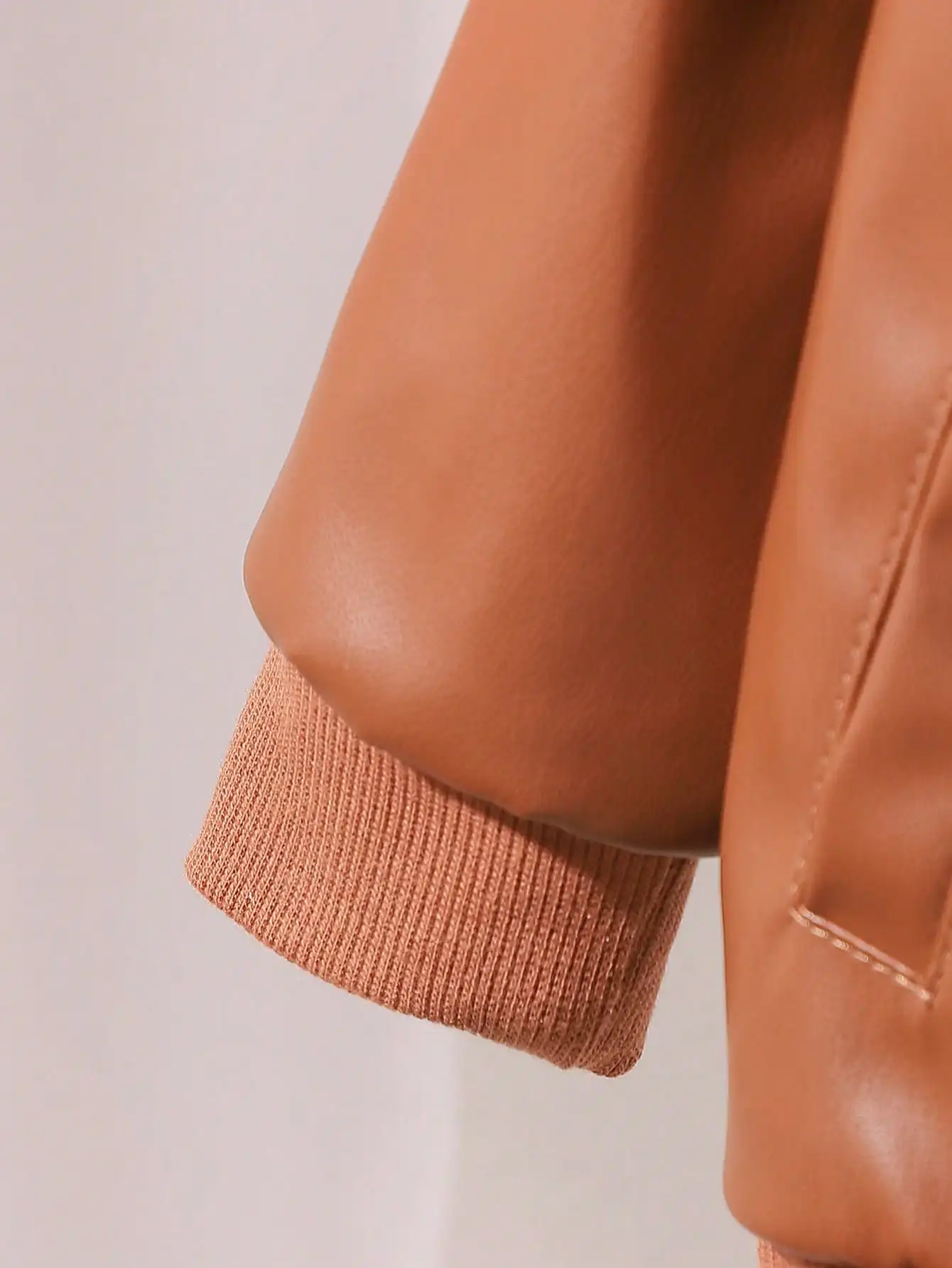 Chaqueta de cuero para bebé marrón cálida lana otoño-invierno