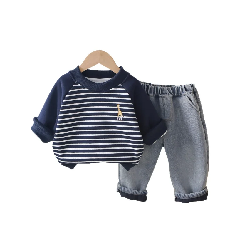 Conjunto bebé otoño-invierno a rayas: camiseta térmica y pantalón - imagen 5