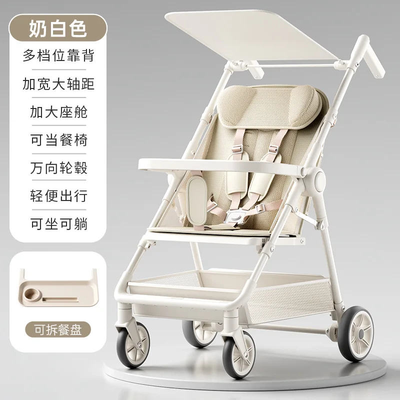 Carrito de bebé ligero plegable con respaldo en horizontal