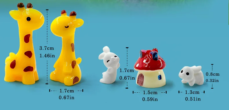 Figuras de animales en resina a tamaño miniatura