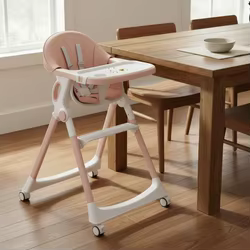 Silla alta de comedor ajustable para bebé con acolchado PU