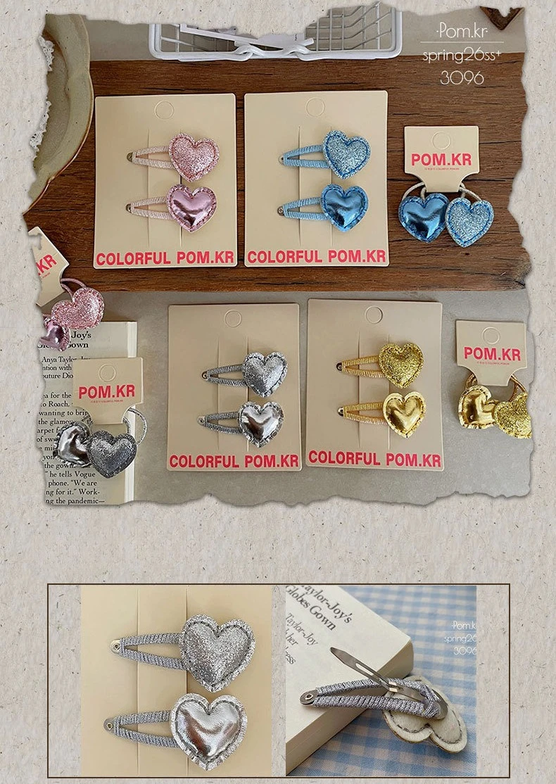 Pinzas con forma de corazón para flequillo lateral