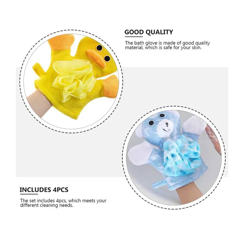 Guantes de baño para niños lavando