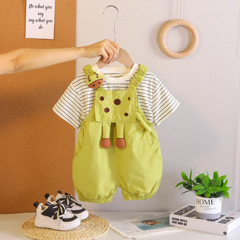 Conjunto de verano bebé a rayas: camiseta manga corta y bermuda - imagen 3