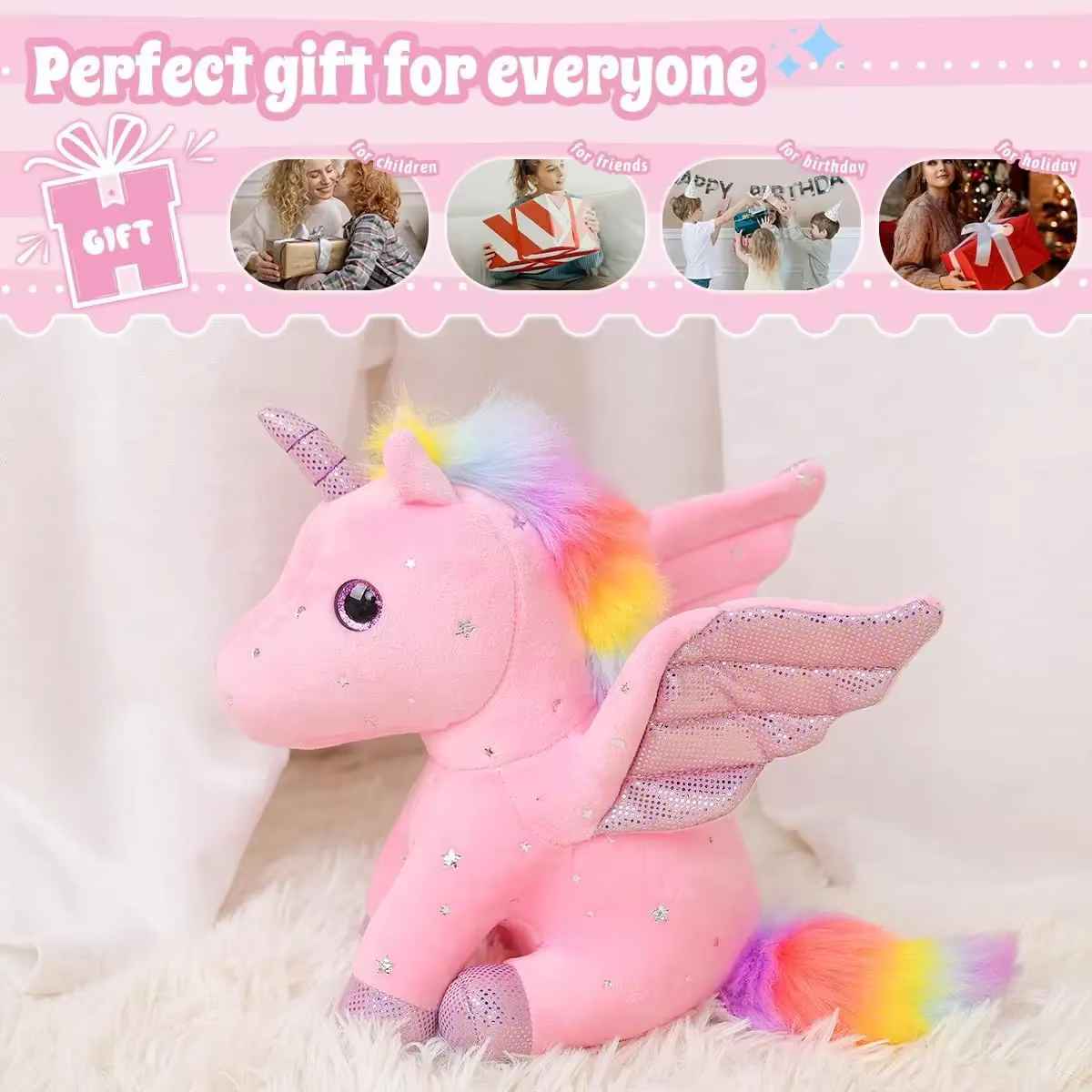 Unicornio de peluche súper suave – Regalo ideal para niñas y bebés - imagen 5
