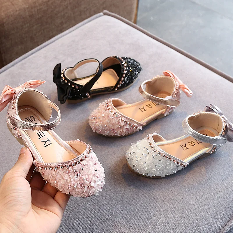 Sandalias planas para bebé estilo princesa con lazo de cristal - imagen 5