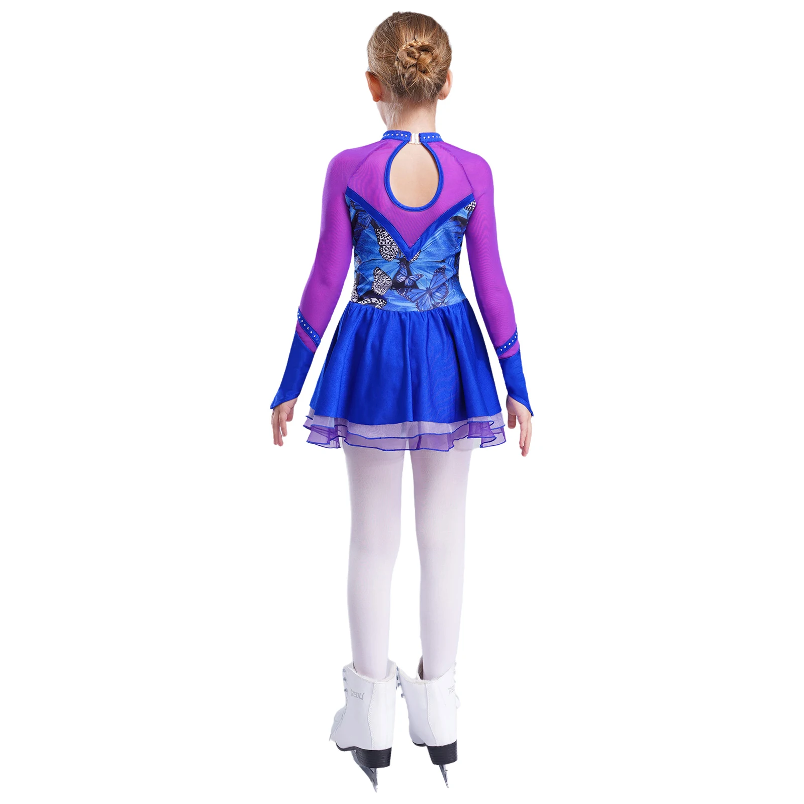 Vestido patinaje artístico niña – tutú de malla con pedrería - imagen 2