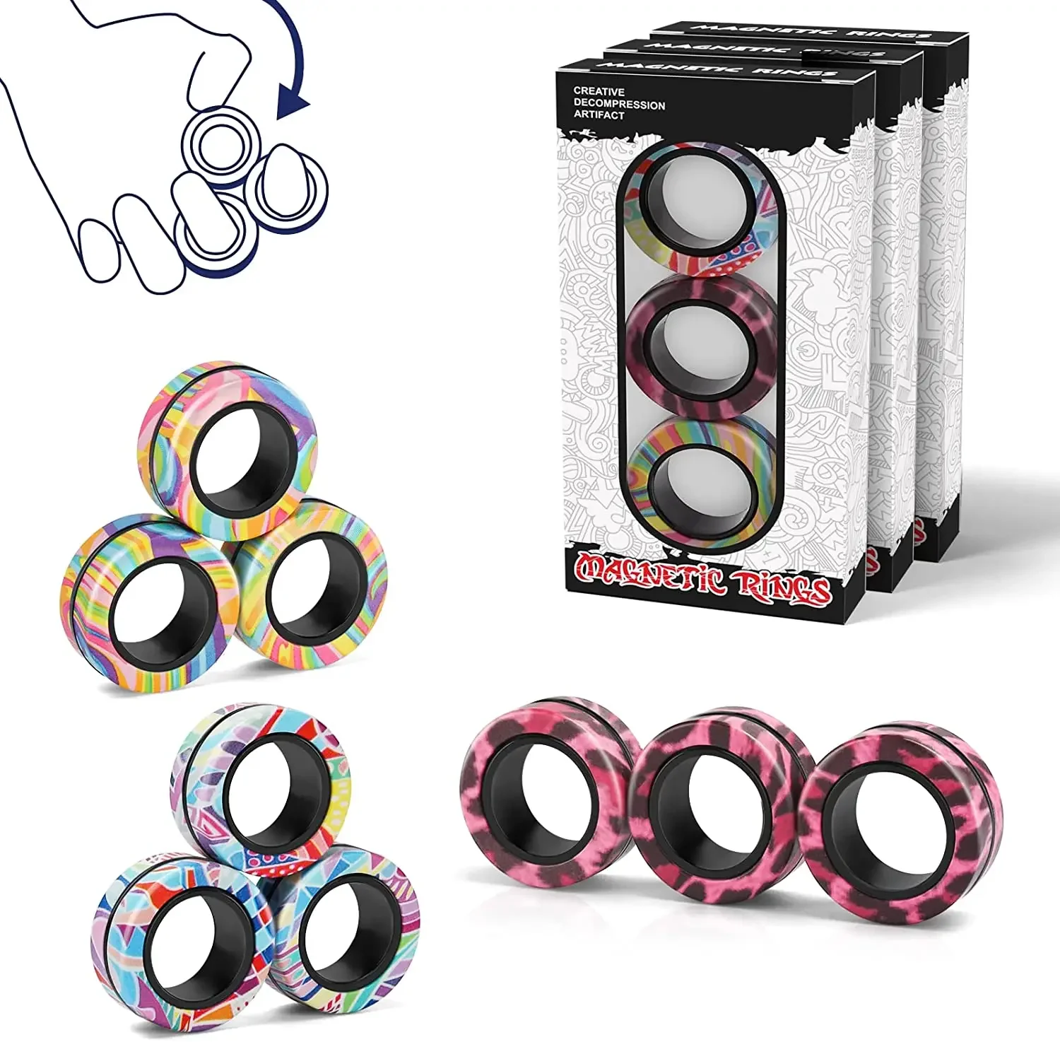 Anillos magnéticos de colores para dedo