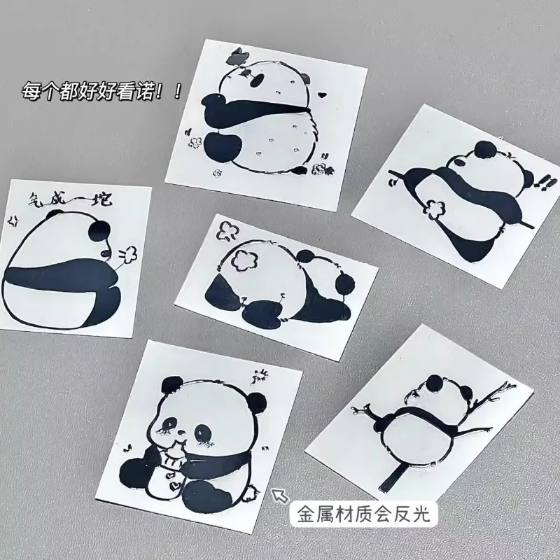 Pegatinas de panda metálico kawaii