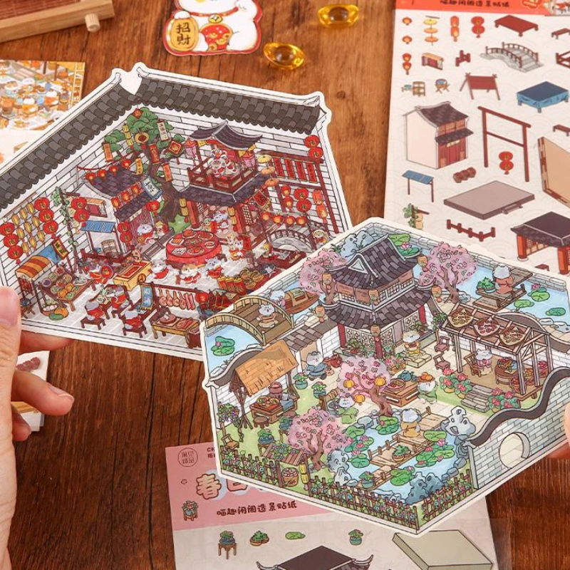 Pegatinas de paisaje infantil con escena de cabaña para chico - imagen 3