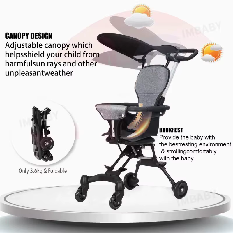 IMBABY Cochecito de viaje ligero y plegable con capota