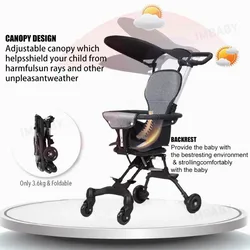 IMBABY Cochecito de viaje ligero y plegable con capota
