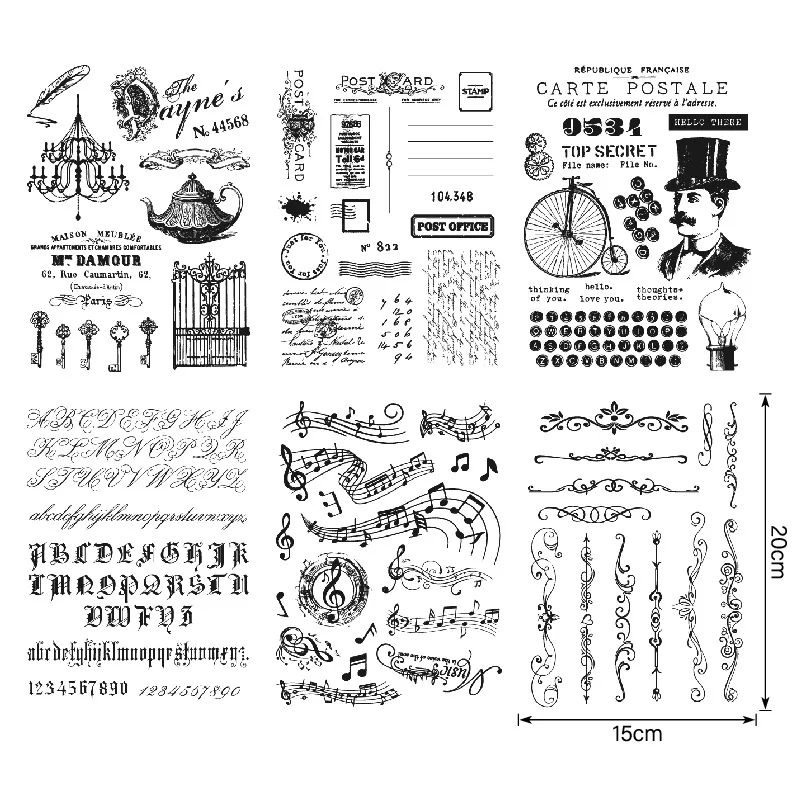 Sello de silicona con partitura musical vintage para manualidades - imagen 4