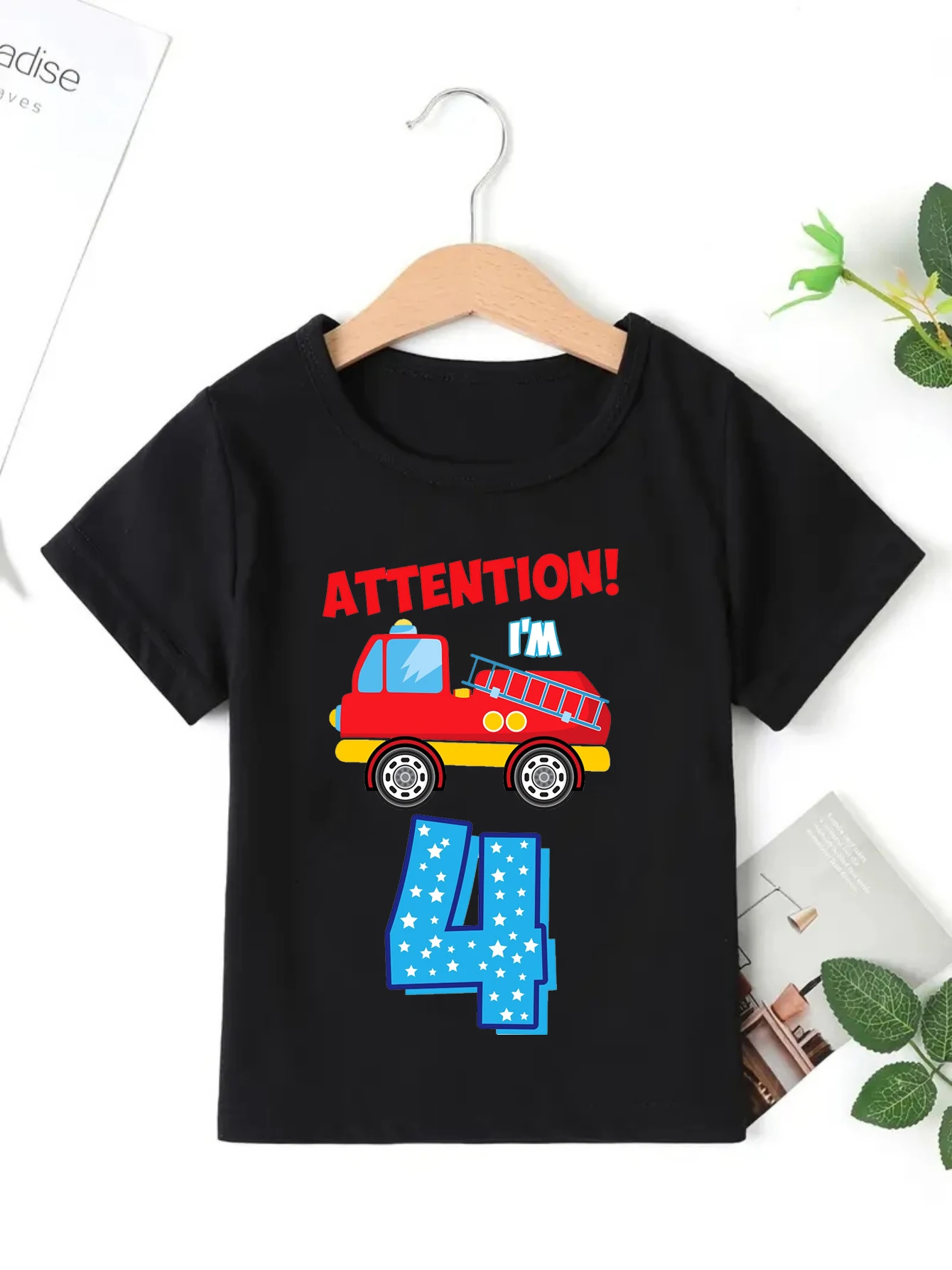 Camiseta de bomberos para niños con estampado de camión - imagen 5