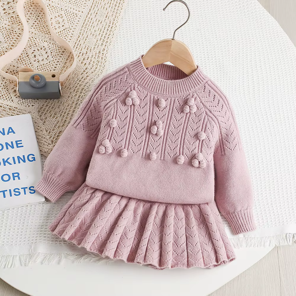 MILANCEL conjunto de punto de otoño para niños – suéter y falda - imagen 2