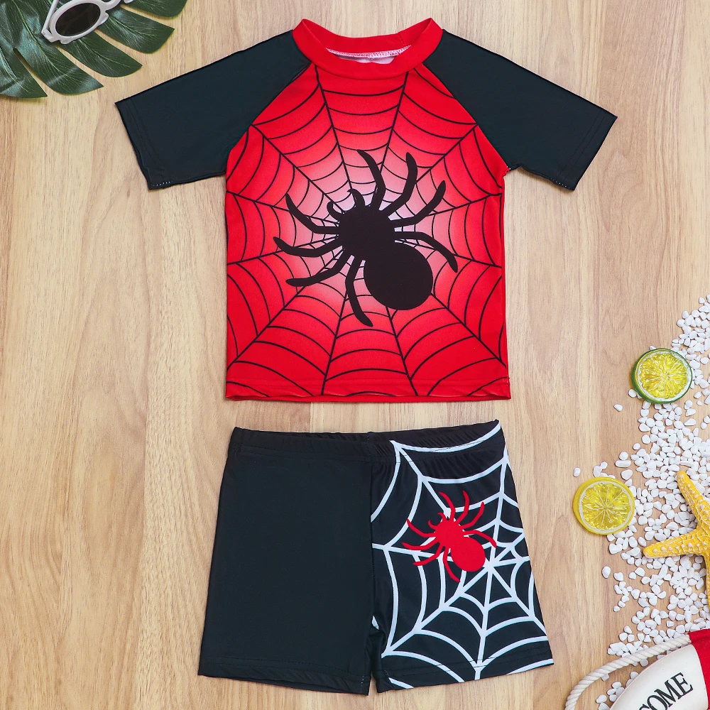 Traje de baño infantil dos piezas estampado araña secado rápido
