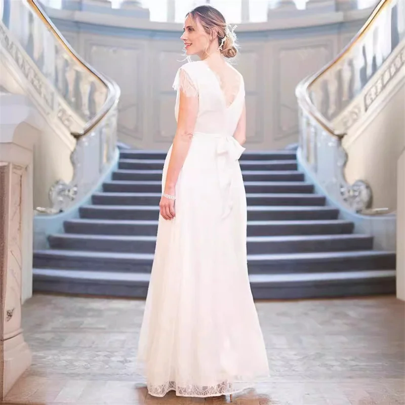 Vestido de maternidad para sesión fotográfica con encaje y manga corta - imagen 2