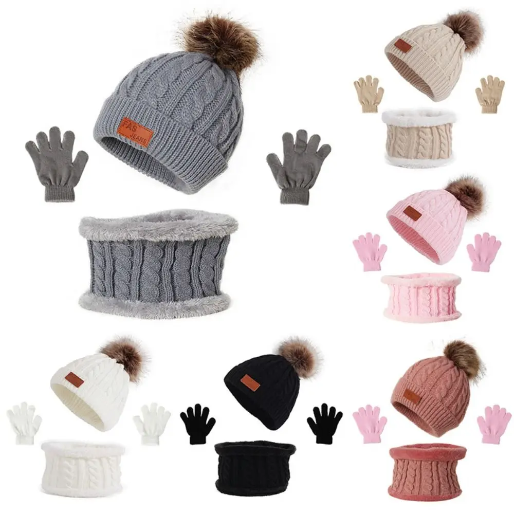Gorro y bufanda tejidos con pompón para niños – Invierno 1-5 años - imagen 2