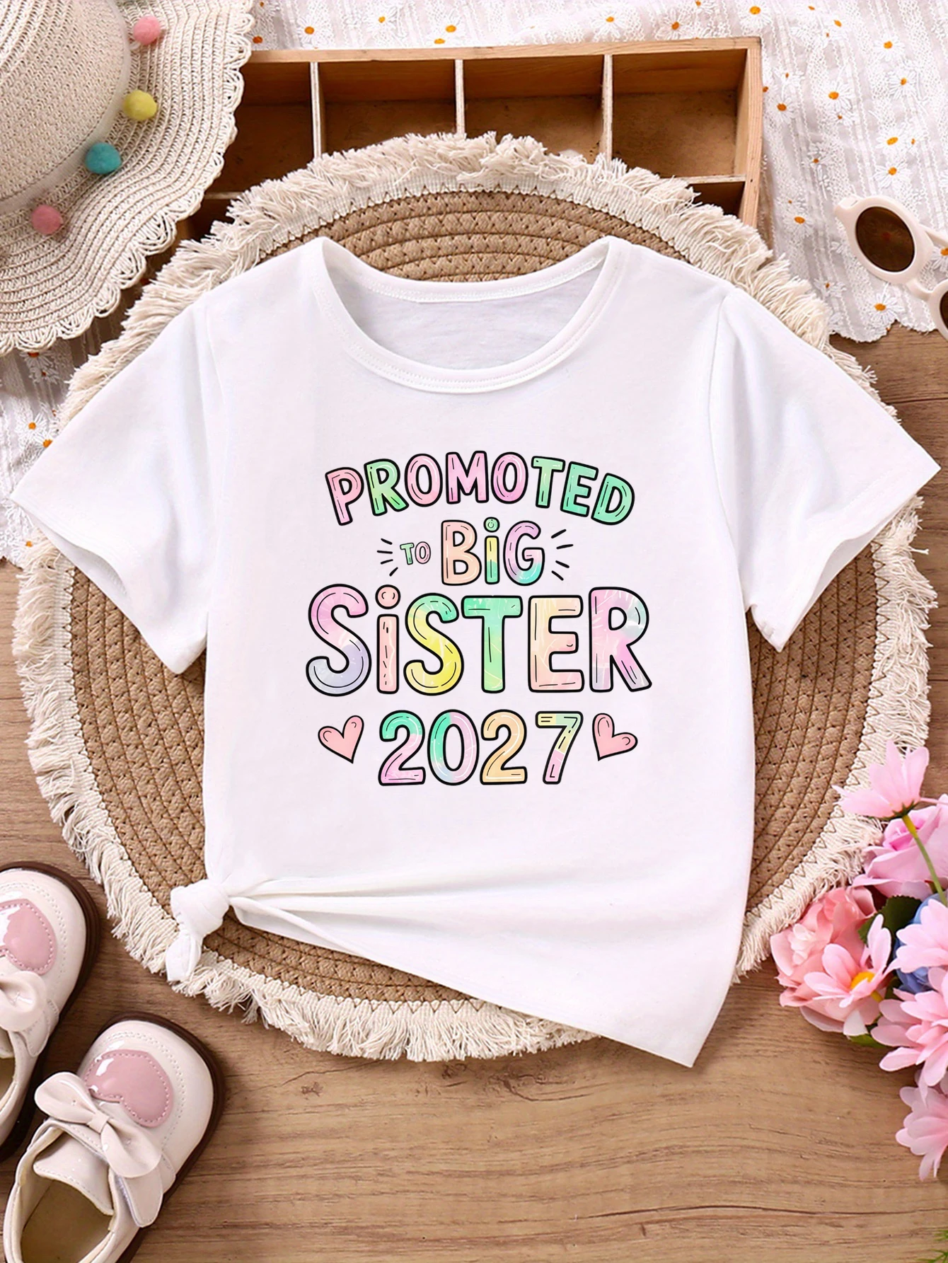 Camiseta de teñido anudado con corazones para niñas - imagen 2