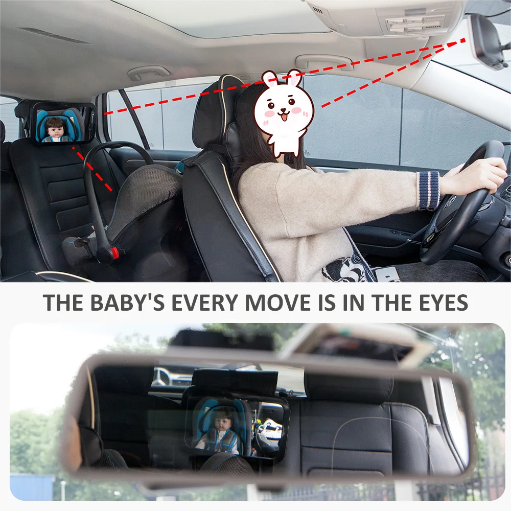 Espejo de seguridad para coche de bebé – Rotación 360° y vista clara - imagen 3