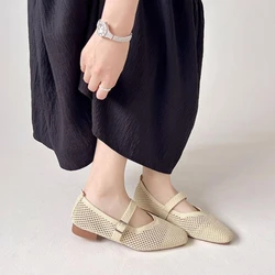 Zapatos planos para mujer en malla transpirable con punta cuadrada