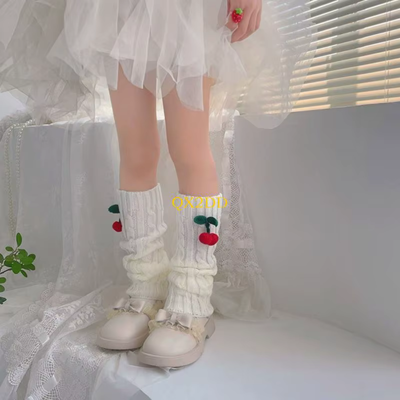 Calentadores de punto para niña con cerezas - imagen 4