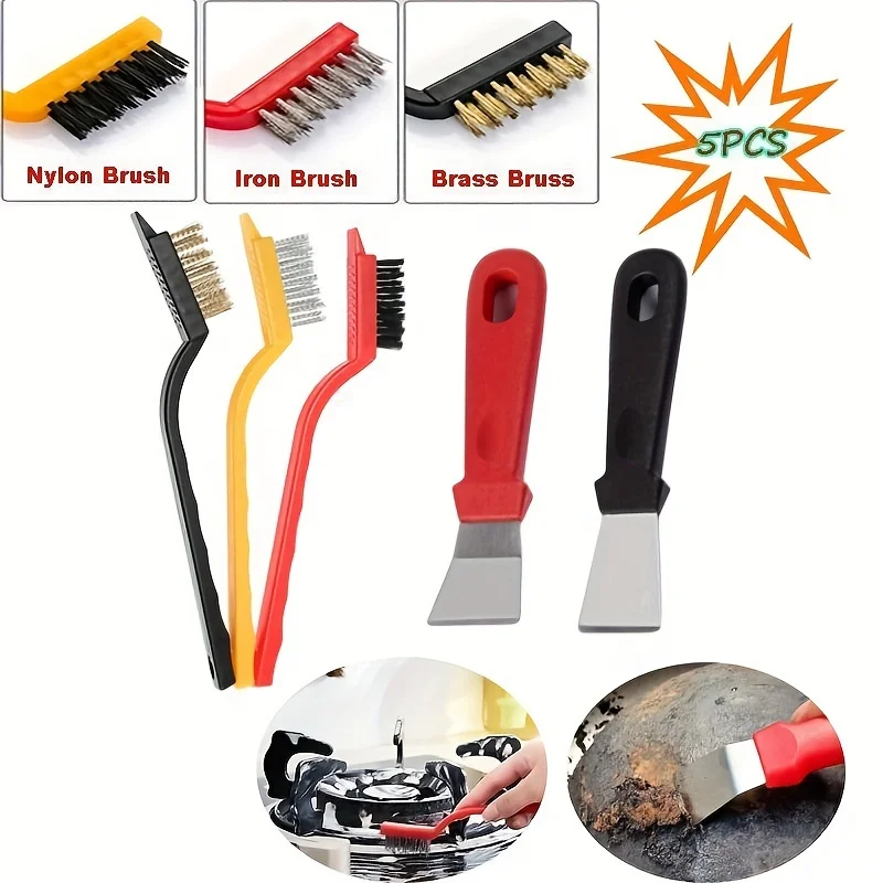 Set de 5 cepillos limpieza anti-grasa para cocina con raspador - imagen 5