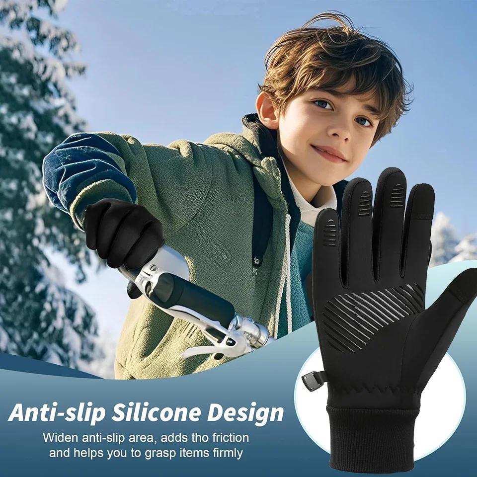 Guantes de invierno para niños y niñas con pantalla táctil forro polar - imagen 2