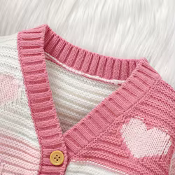 Chaquetas de punto corazón rosa bebé niños otoño invierno