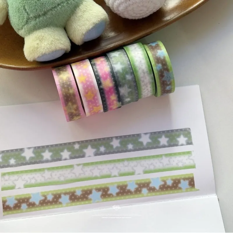 Cinta adhesiva decorativa vintage con estrellas para scrapbooking - imagen 3
