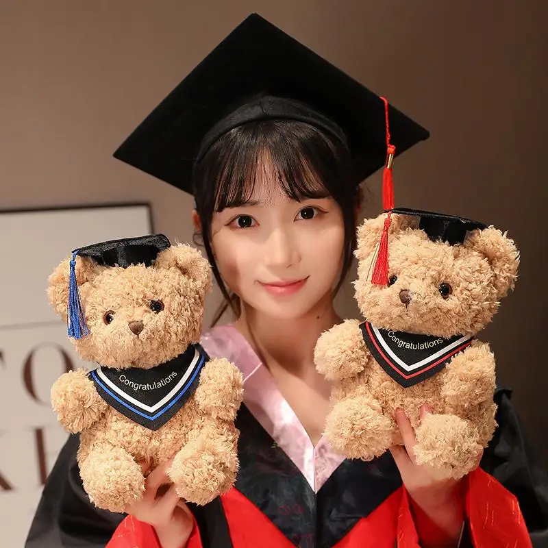 Oso de peluche graduación con bata académica, sentado - imagen 5