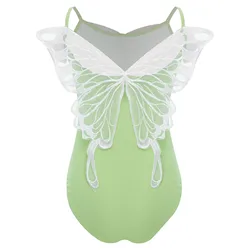 Leotardo ballet malla con espalda mariposa para niñas