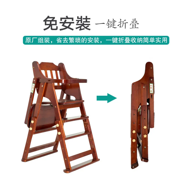 Silla de comedor infantil plegable en madera maciza para casa - imagen 5