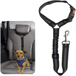 Correa de seguridad reflectante elástica para perro con amortiguador