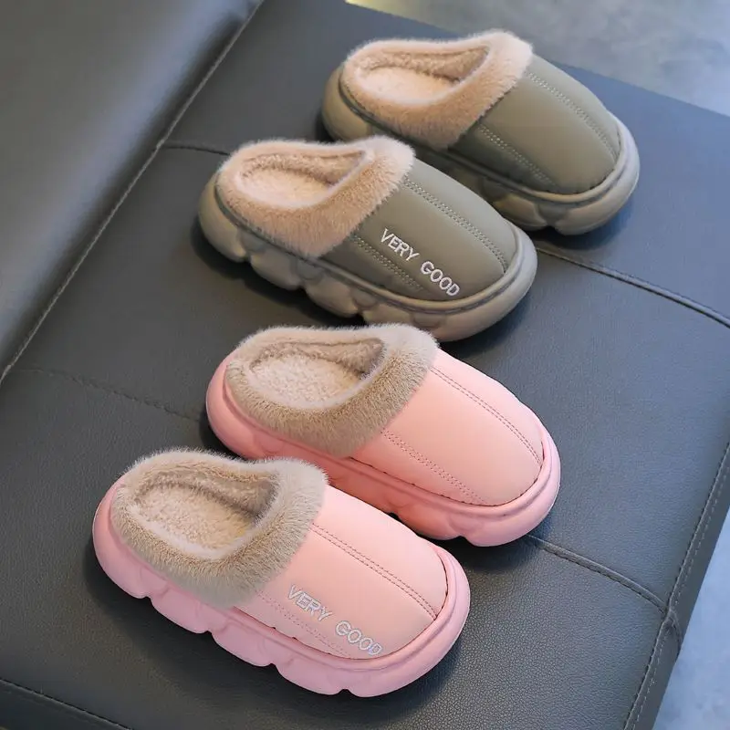 Zapatillas antideslizantes impermeables infantiles de felpa cálida - imagen 4