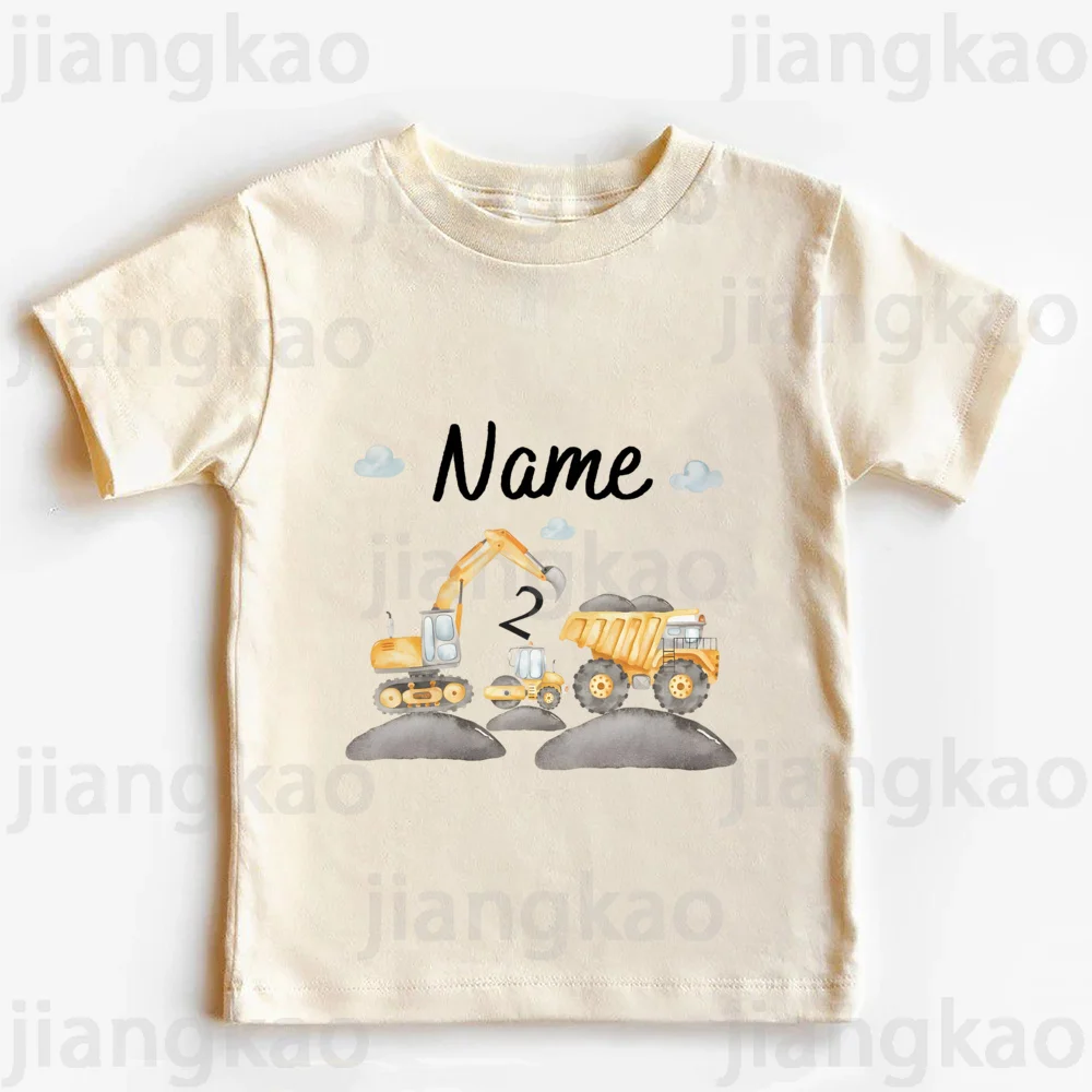 Camisa excavadora con nombre para niños – Manga corta personalizada - imagen 3