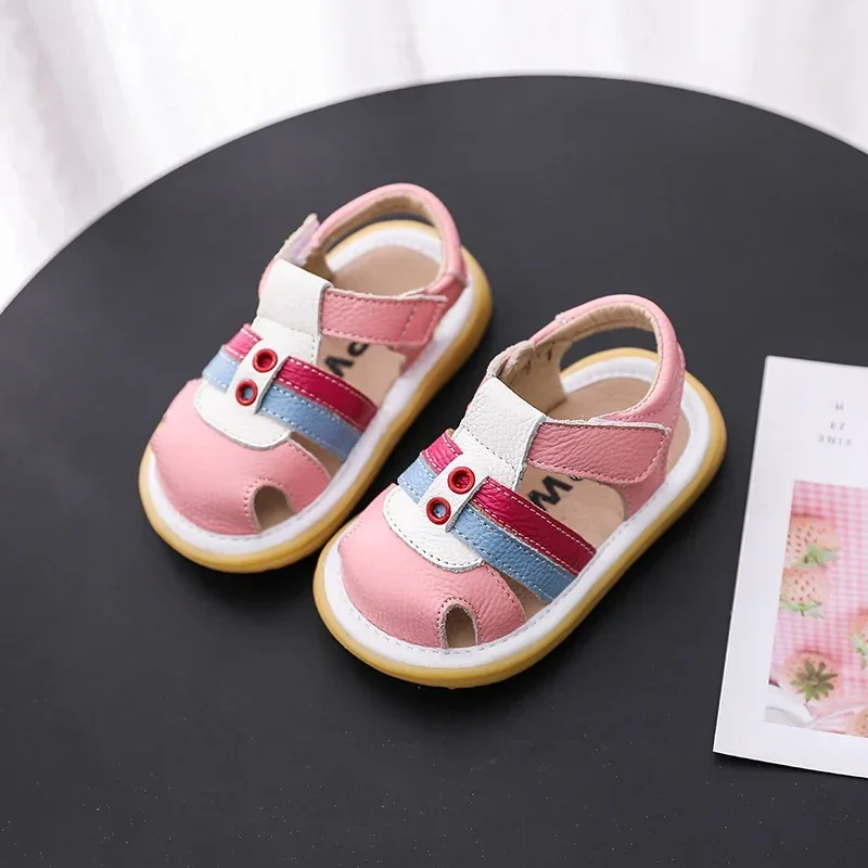 Sandalias de cuero genuino anticolisión estivales para niños y niñas - imagen 2