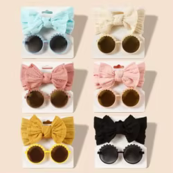 Conjunto de accesorios para bebé niña – Diademas, gafas de sol y calcetines florecitas