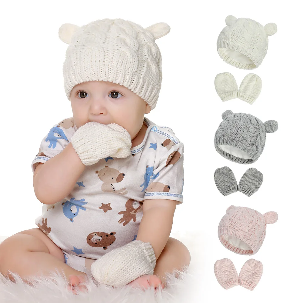 Conjunto de gorro y guantes para bebé recién nacido