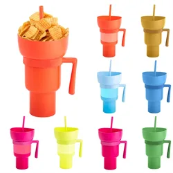 Vaso con pajita antigoteo infantil de palomitas, asa