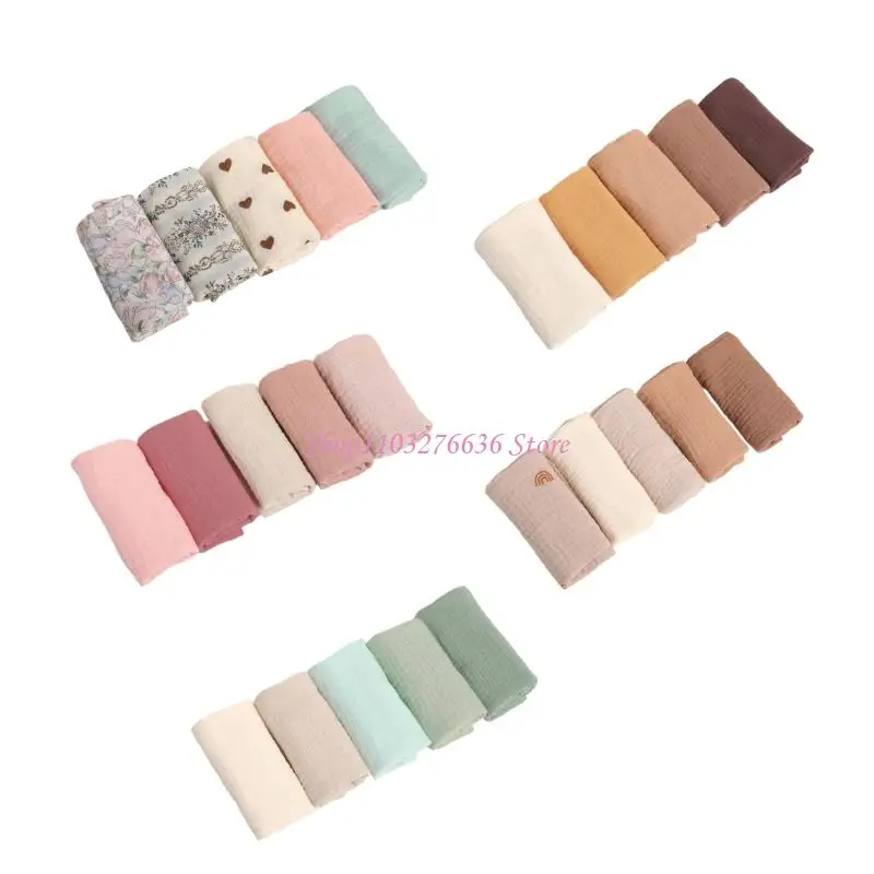 Set de 5 toallitas de algodón para bebé con patrones variados