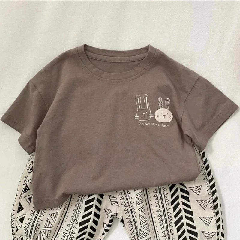 Camiseta infantil verano algodón manga corta cuello redondo conejo - imagen 5