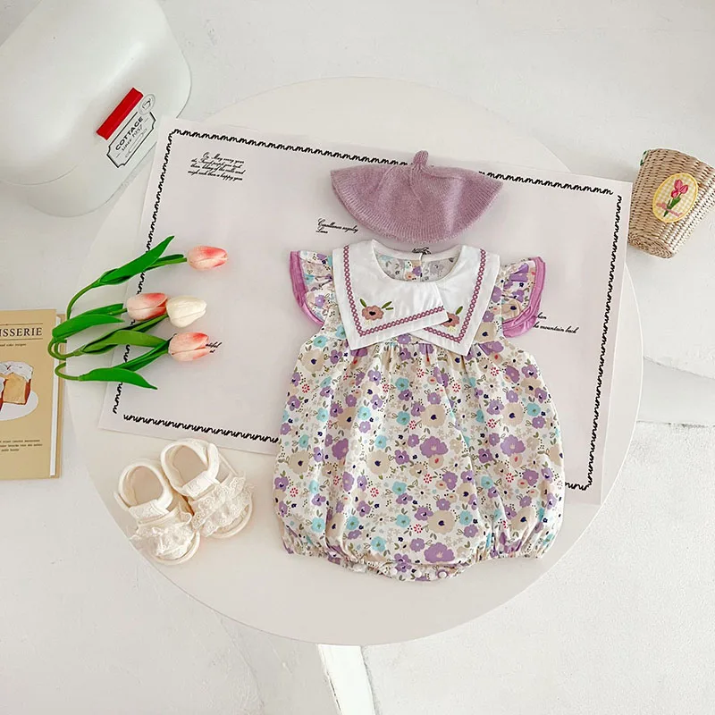 Body MILANCEL floral morado bordado para bebé - imagen 4