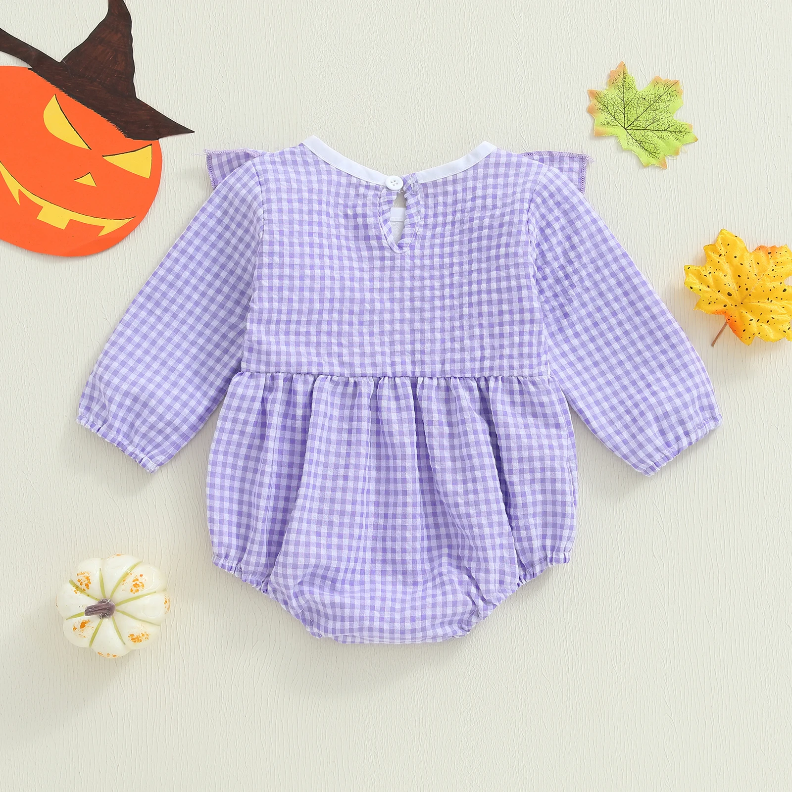 VISgogo Pelele de niña con cuadros y motivo Halloween de otoño - imagen 5